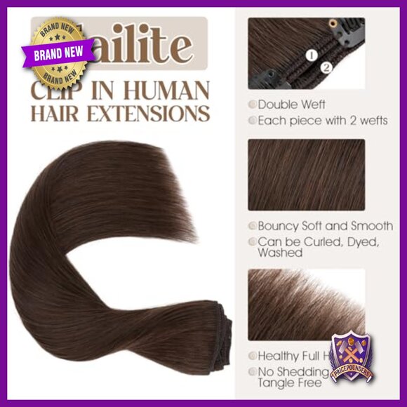 18 Inch Clip In Human Hair Extensions 8pcs Weft Straight Remy Hairpieces main image 5